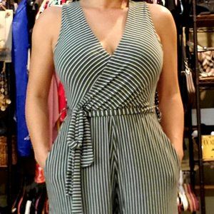 Striped Wide Legged Green Jumper